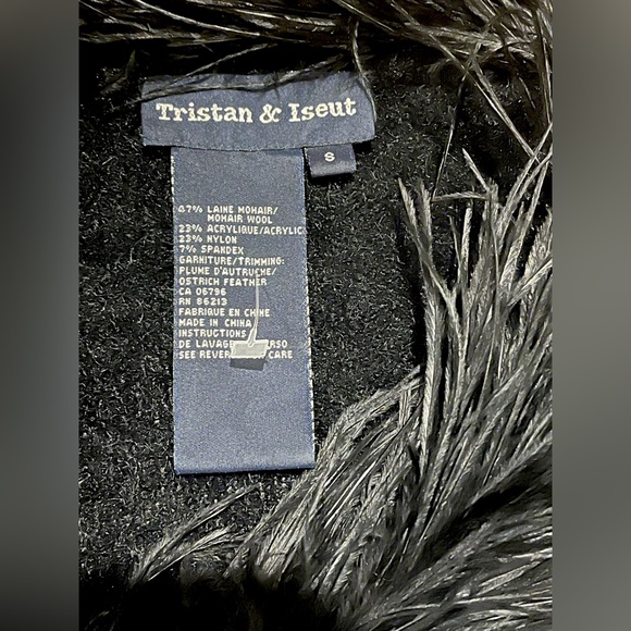 NEW Tristan & Iseut Mohair Wool Ostrich Feather Sweater Caridigan S - Picture 7 of 7